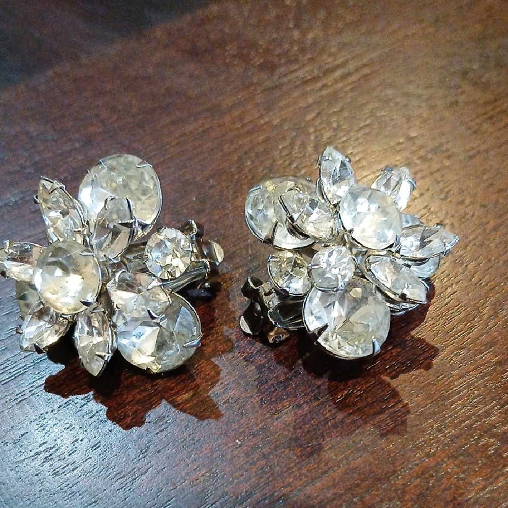 Elegant Silver Crystal Clip-On Earrings